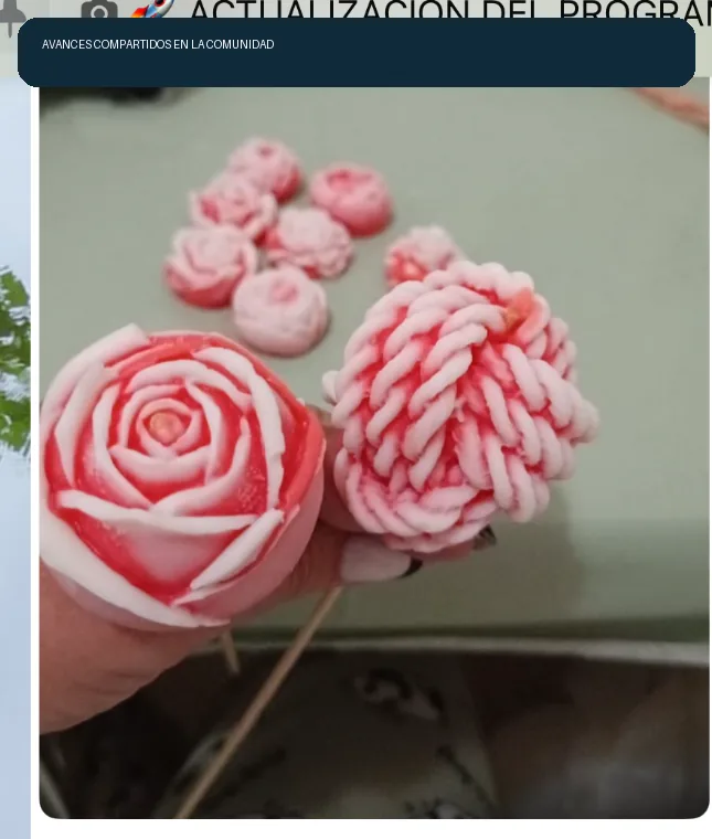 Captura recortada de avances con velas florales compartidos en una comunidad